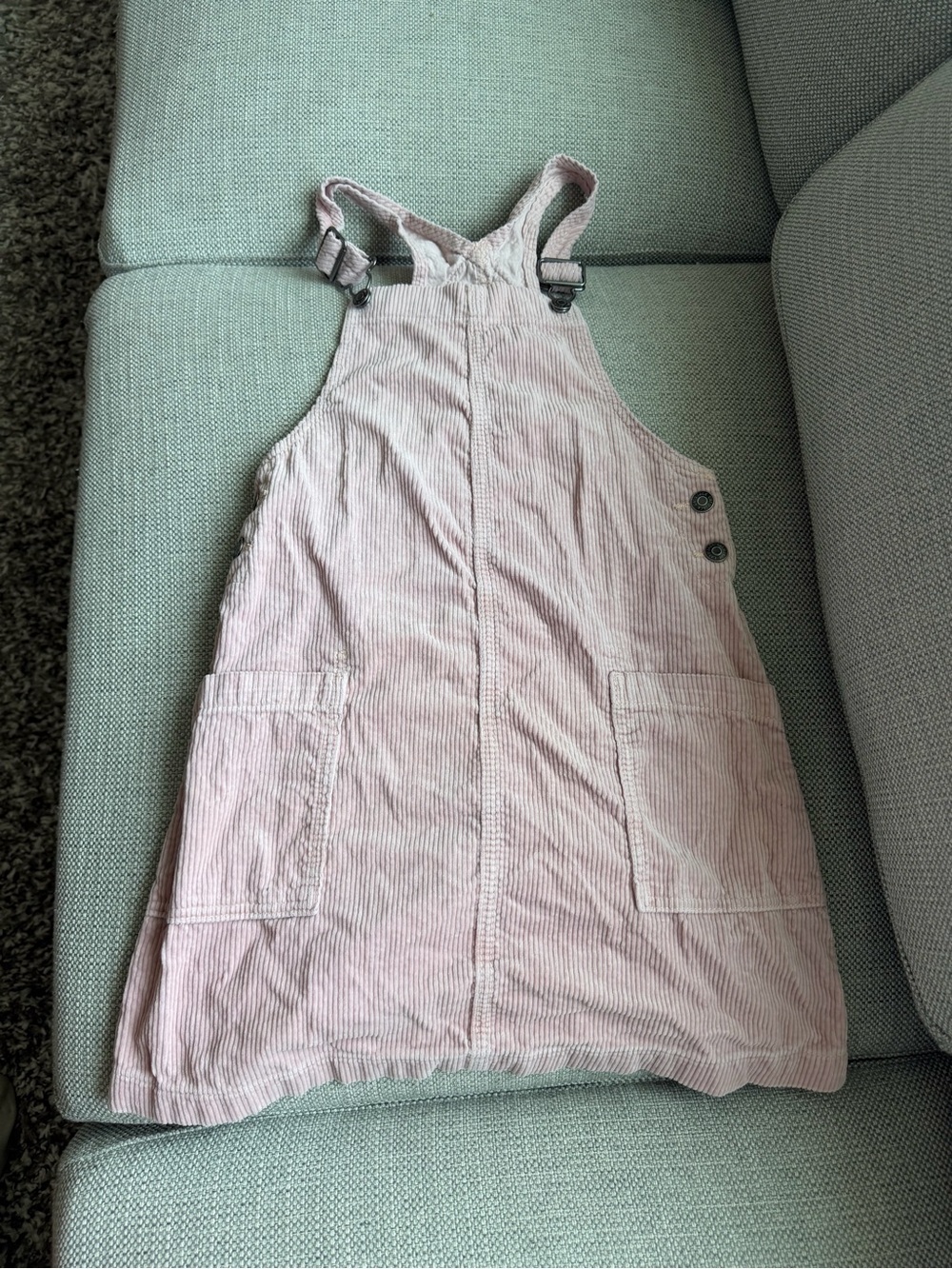 3/27$ Girls Kids Light Pink Corduroy Overall Dress size L(10/12)